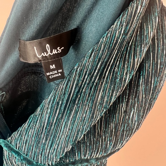 Lulu’s Smokeshow Teal Metallic Mini Dress - Picture 4 of 4